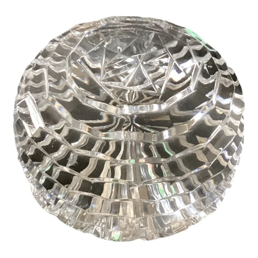 Domed Sculptured And Faceted Clear Lead Crystal Paperweight EUC - Picture 1 of 14